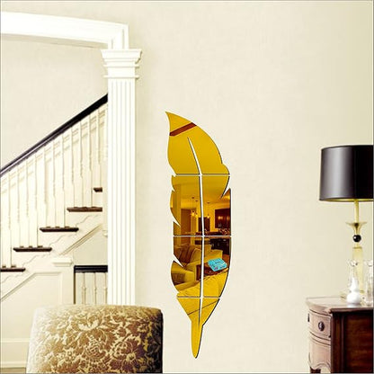 Gold Acrylic Leaf Mirror Wall Art