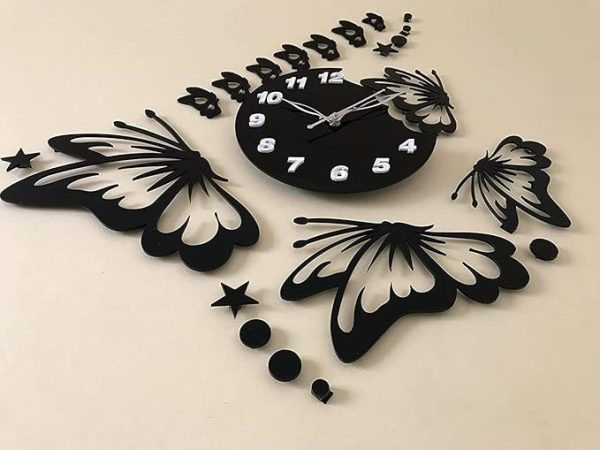 Butterfly 3D Wooden Wall Clock | Elegant DIY Wall Art