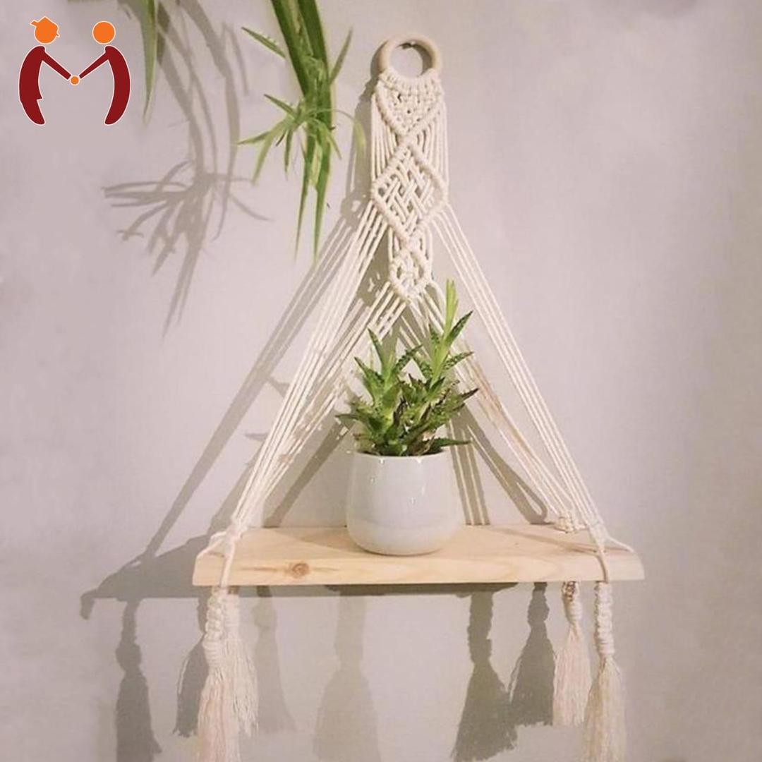 Boho Elegance: Handcrafted Macramé Hanging Shelf