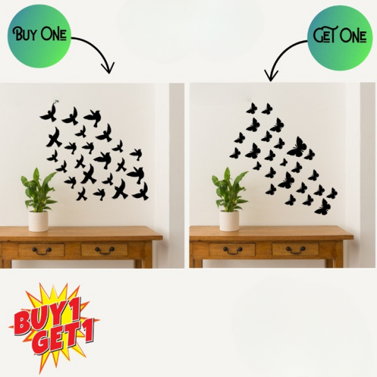 Buy 1 Get 1 Free - 3D Wooden Sparrow & Butterfly Wall Art