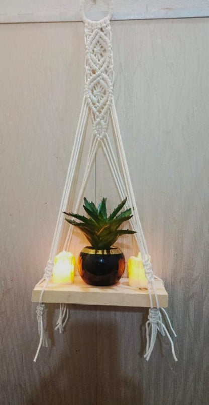 Boho Elegance: Handcrafted Macramé Hanging Shelf