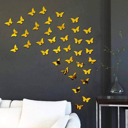 Pack of 30 Acrylic Butterfly Wall Art | Elegant Home & Kids Room Decoration